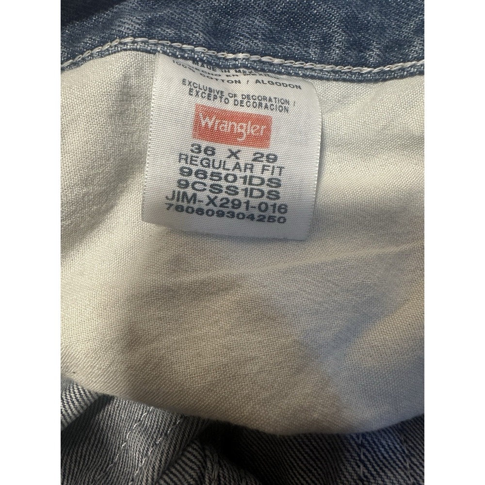 Wrangler Premium Quality Men's 36x29 Regular Fit Straight Leg Blue Jeans - Picture 4 of 5